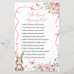 Cute Bunny Baby Shower Girl Who Knows Mommy Best