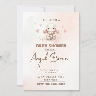 Cute bunny baby shower invitation