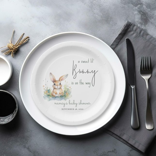 Cute Bunny Baby Shower Paper Plate (Creator Uploaded)