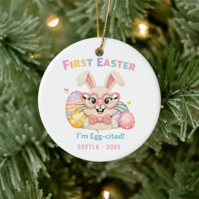 Cute Bunny Baby's First Easter  Ceramic Tree Decoration (Tree)