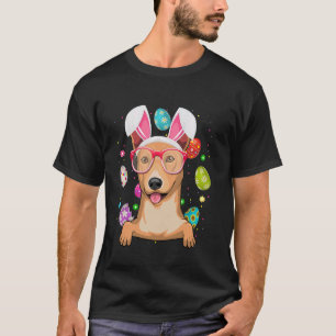 Cute Bunny Basenji Dog Face Easter Eggs Easter Day T-Shirt