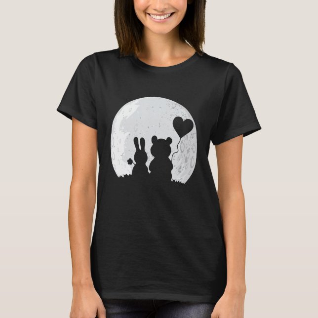 Cute Bunny Bear Love Couple Valentine's Day Rabbit T-Shirt (Front)