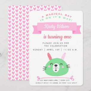 Cute Bunny Birthday Celebration Invitation