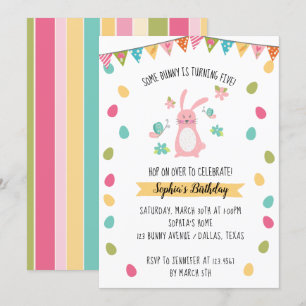 Cute Bunny Birthday Invitation