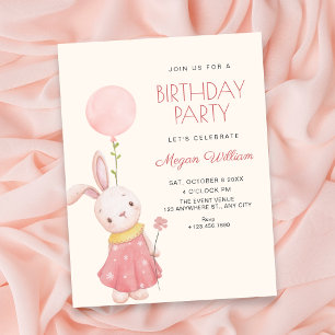 Cute bunny birthday invitation