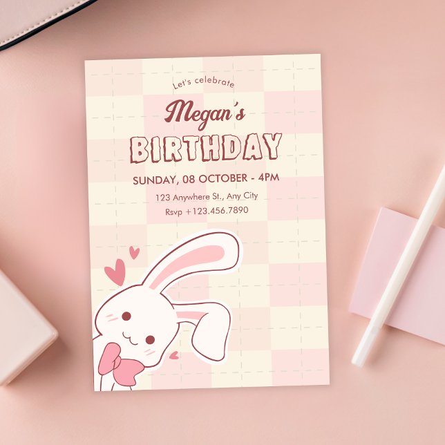 Cute bunny birthday invitation (Creator Uploaded)