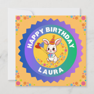 Cute Bunny Birthday Invitation