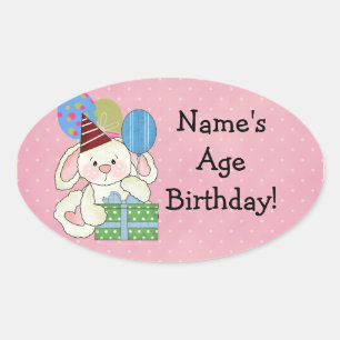 Cute Bunny Birthday Stickers