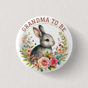 Cute Bunny Blossom Grandma To Be Announcement 3 Cm Round Badge
