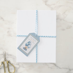 Cute Bunny Blue Baby Boy Shower Gift Tags