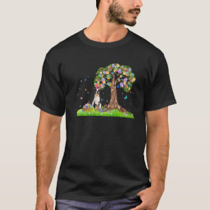 Cute Bunny Boston Terrier Dog Easter Eggs Tree Eas T-Shirt