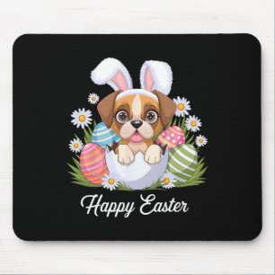 Cute Bunny Boxer Dog Floral Easter Eggs Bysket Dog Mouse Mat