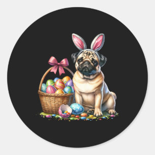 Cute Bunny Boxer Dog Floral Easter Eggs Sket Dog P Classic Round Sticker