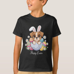 Cute Bunny Boxer Dog Floral Easter Eggs Sket Dog P T-Shirt