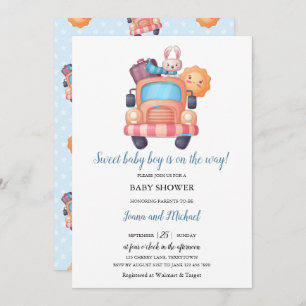 Cute Bunny Boy Baby Shower Invitation