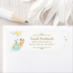 Cute Bunny Boy Baby Shower Return Address Label