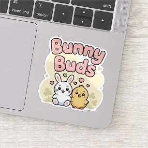 Cute Bunny Buds Easter Sticker