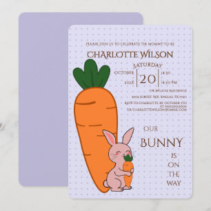 Cute Bunny & Carrot Baby Shower Invitation