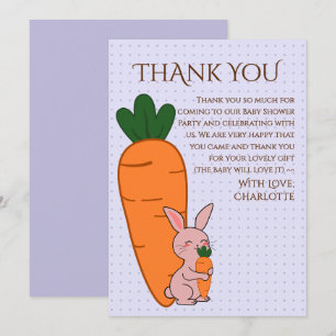 Cute Bunny & Carrot Baby Shower Thank You Card