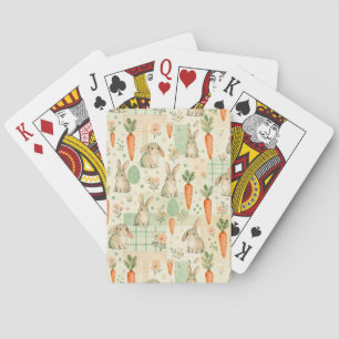 Cute Bunny & Carrot Cottage Pattern (1) Playing Cards