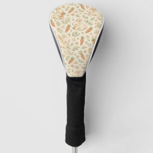 Cute Bunny & Carrot Cottage Pattern (3) Golf Head Cover