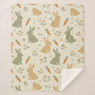 Cute Bunny & Carrot Cottage Pattern (4) Sherpa Blanket