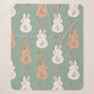Cute Bunny & Carrot Cottage Pattern (5) Sherpa Blanket