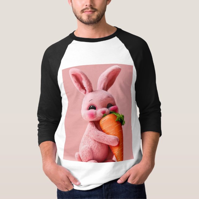 Cute Bunny Carrot Hug T-Shirt (Front)