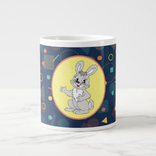 Cute Bunny Cartoon Art With Colourful Shapes Large Coffee Mug