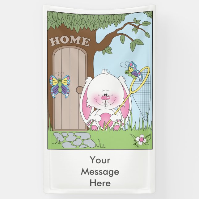 Cute Bunny Cartoon Banner (Vertical)