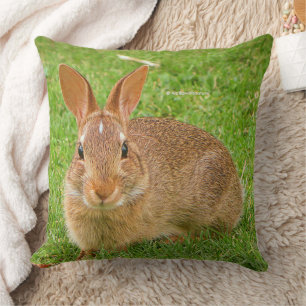 Cute Bunny Chewing Greens on the Golf Fairway Cushion