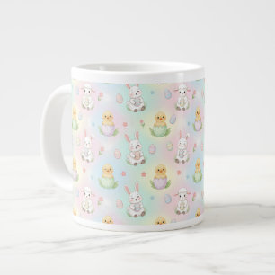 Cute Bunny Chick & Lamb Easter Pattern Large Coffee Mug