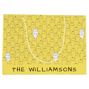 Cute Bunny Chicks Yellow Easter Large Gift Bag