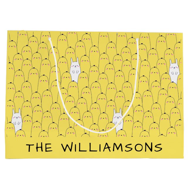 Cute Bunny Chicks Yellow Easter Large Gift Bag (Back)