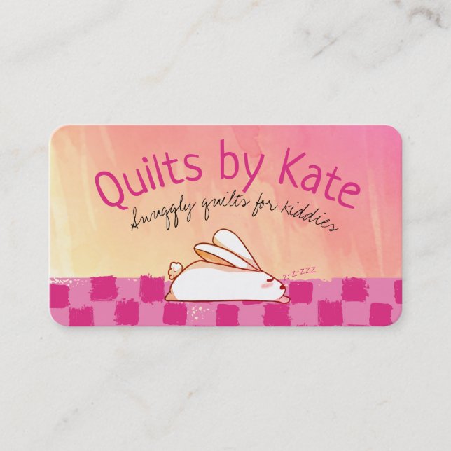 Cute bunny childrens baby quilts blankets sewing business card (Front)