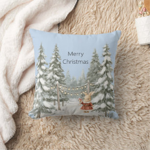 Cute Bunny Christmas Bunny Santa Coat Cushion