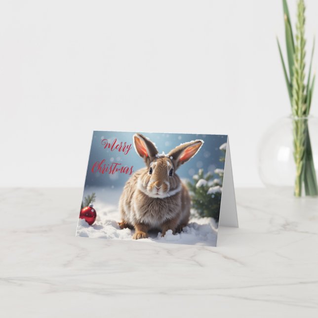 Cute Bunny Christmas Card (Front)
