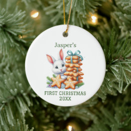 Cute Bunny Christmas Ceramic Tree Decoration