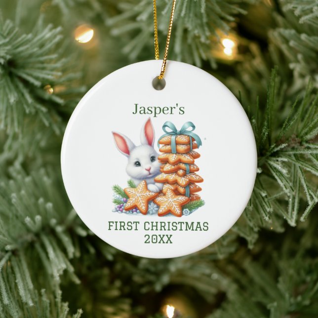 Cute Bunny Christmas Ceramic Tree Decoration (Tree)