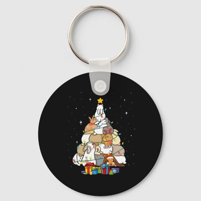 cute bunny christmas tree 1 key ring (Front)