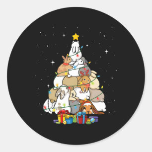 cute bunny christmas tree classic round sticker