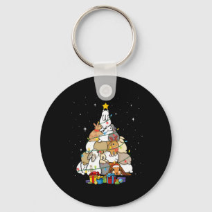cute bunny christmas tree key ring