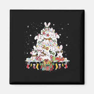 Cute Bunny Christmas Tree White Rabbits Surrounded Magnet