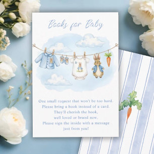 Cute Bunny Clothesline Baby Shower Book Request Enclosure Card