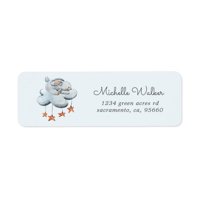 cute bunny cloud stars return address (Front)