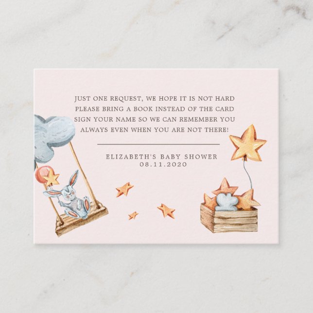 Cute Bunny Clouds Baby Shower Enclosure Card (Front)