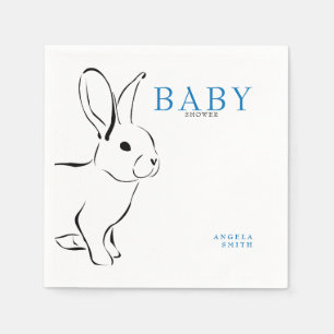 Cute Bunny Cobalt Blue Baby Shower Napkin
