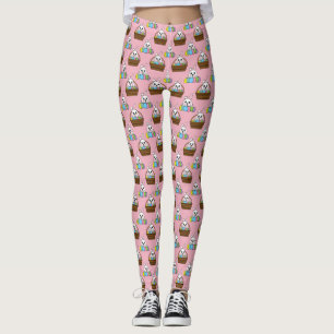 Cute Bunny Colourful Easter Egg Hunt Basket Patter Leggings