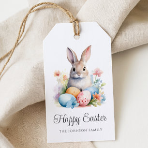 Cute Bunny Colourful Happy Easter Gift Tags