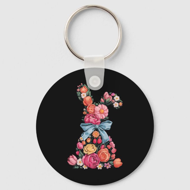 Cute Bunny Coquette Bow Easter Day Rabbit Teens Gi Key Ring (Front)